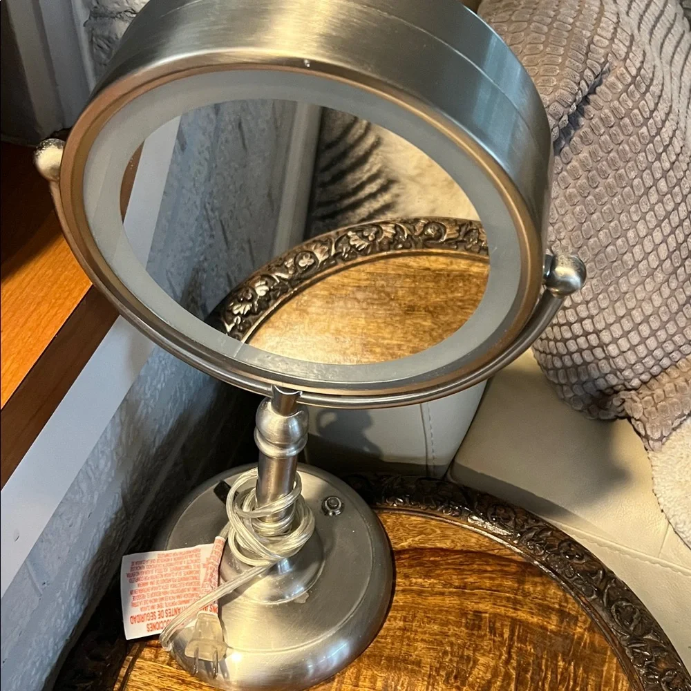 Large Magnifying Elegant Silver Vanity Mirror